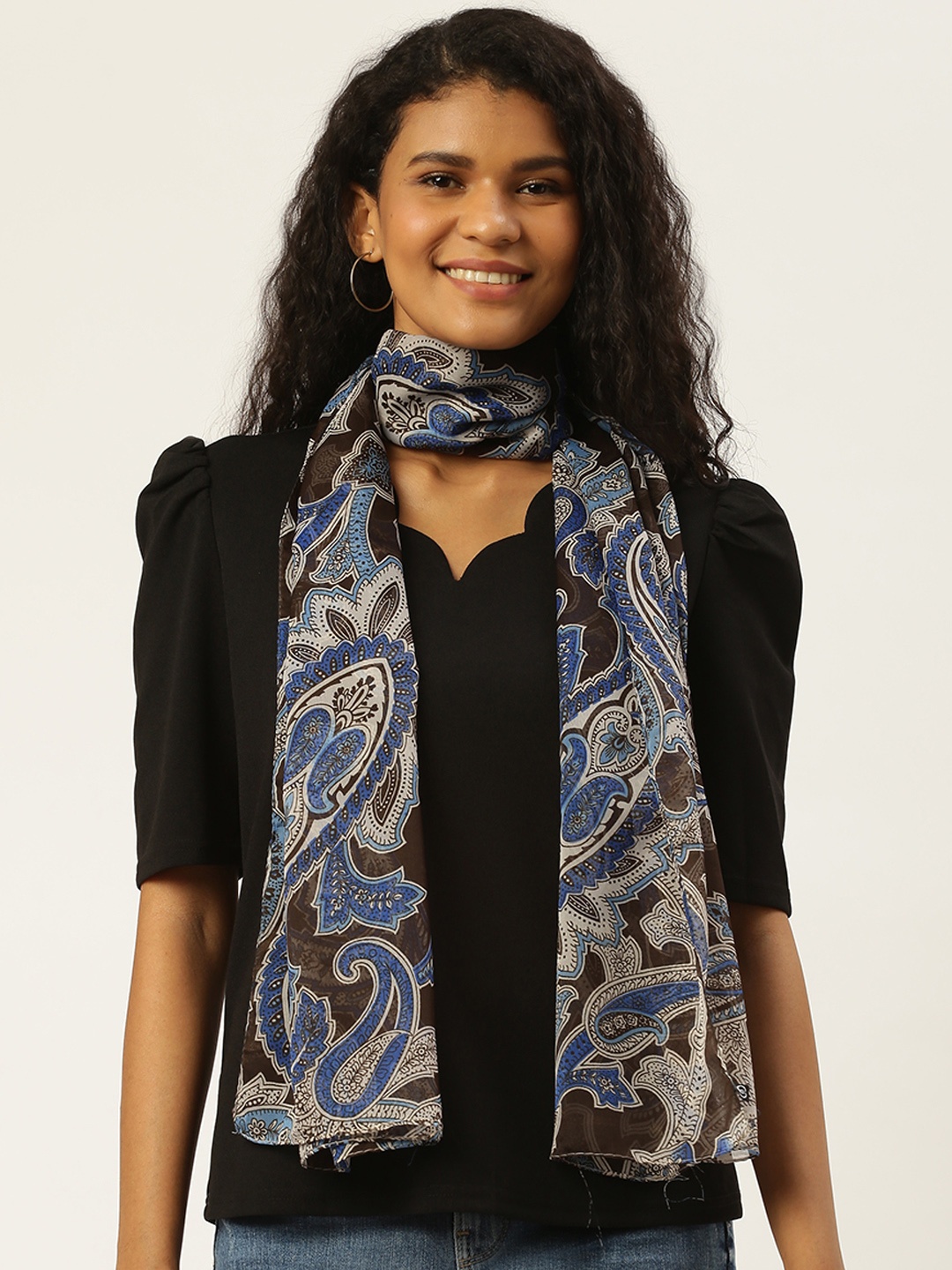 

Trend Arrest Women Brown & White Paisely Printed Stole