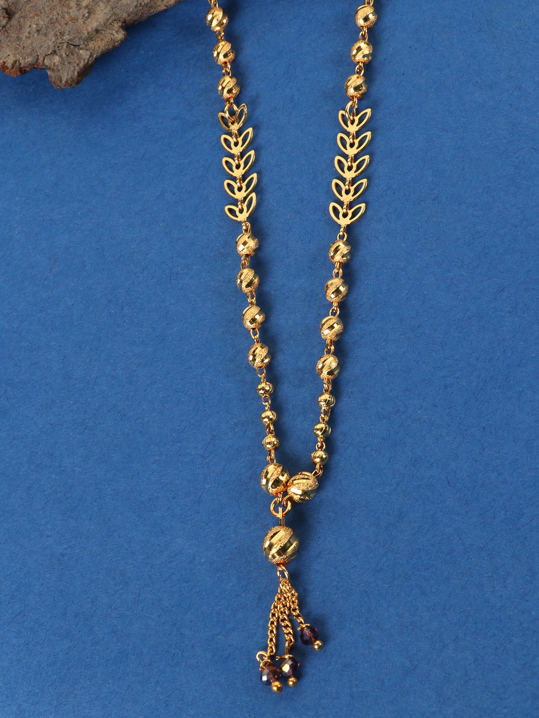

JEWELS GEHNA Gold-Plated AD-Studded & Beaded Handcrafted Mangalsutra