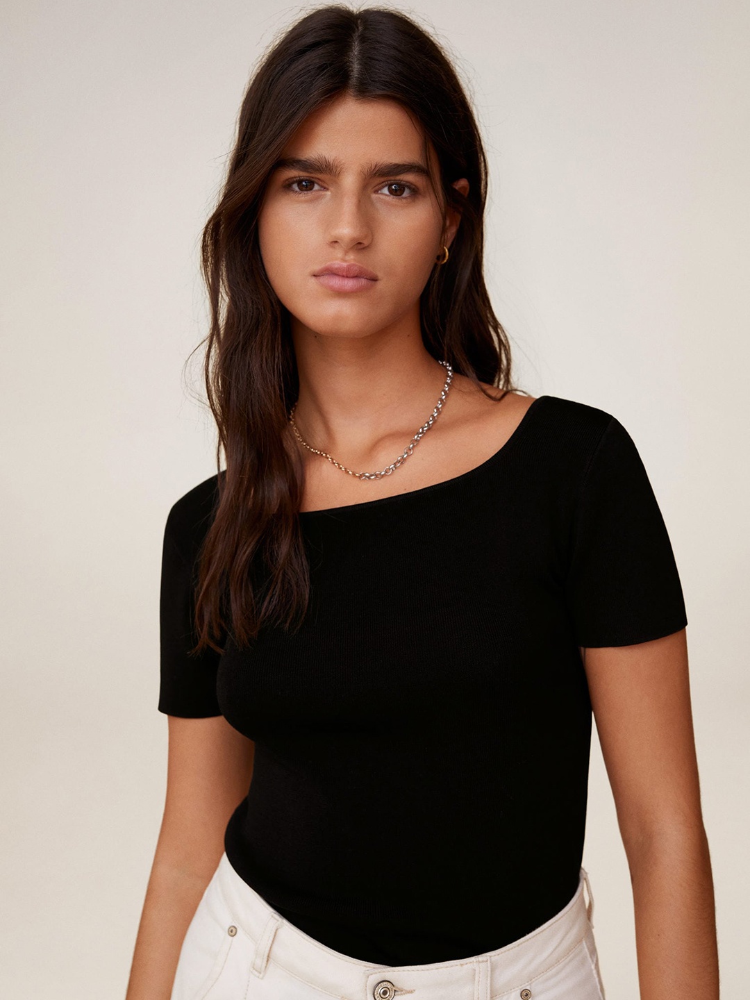 

MANGO Women Black Solid Top