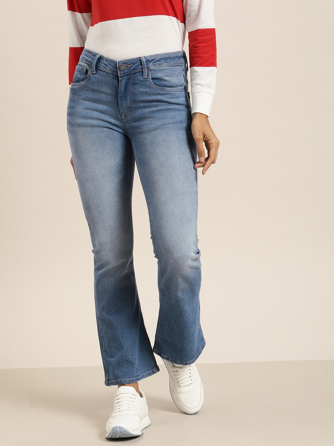 

Moda Rapido Women Blue Bootcut Mid-Rise Clean Look Stretchable Jeans