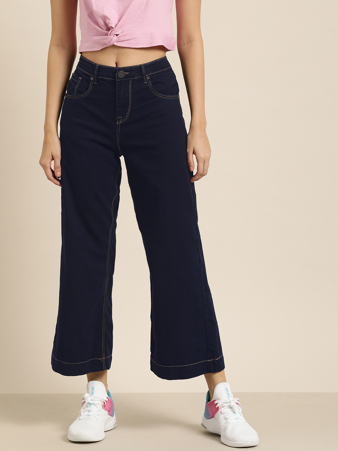 

Moda Rapido Women Navy Blue Flared Mid-Rise Anti-Viral Wash Stretchable Jeans