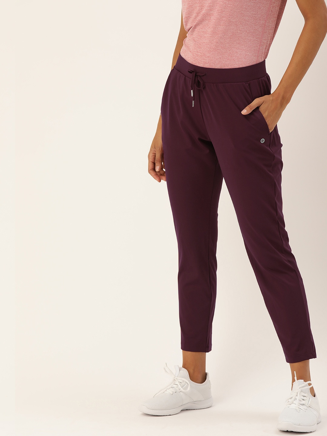 

Enamor Women Dark Plum Relaxed Fit Rapid Dry & Antimicrobial Travel Smart Active Pants, Burgundy