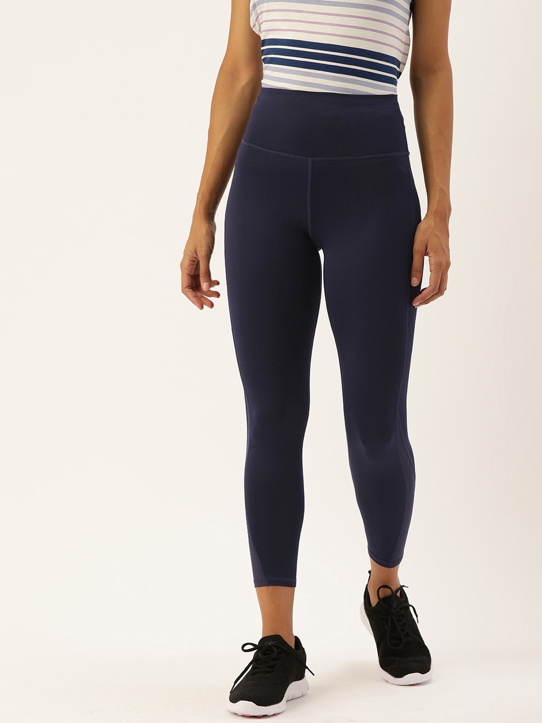 

Enamor Women Athleisure Navy Hugged Fit Gym Training Leggings Tights, Navy blue
