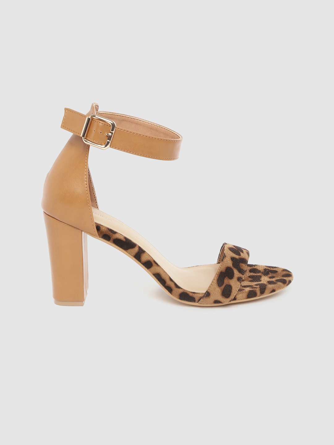 

CORSICA Women Beige & Coffee Brown Leopard Printed Mid-Top Block Heels
