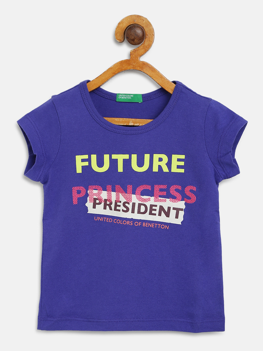 

United Colors of Benetton Girls Blue Typography Print Round Neck T-shirt