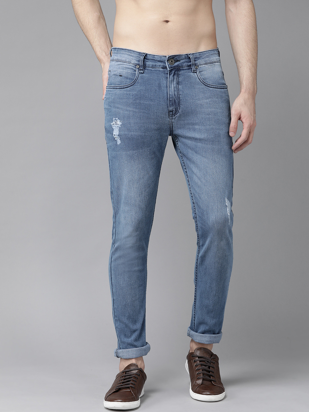 

Roadster Men Blue Skinny Fit Mid-Rise Mildly Distressed Stretchable Jeans