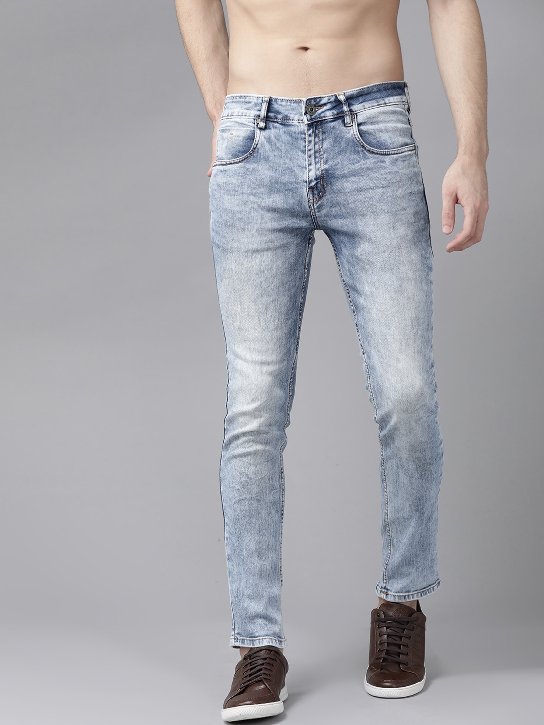 

Roadster Men Blue Acid Wash Skinny Fit Mid-Rise Clean Look Stretchable Jeans