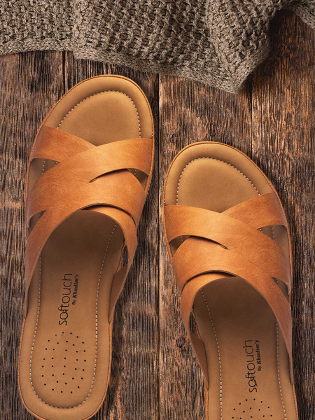 

Khadims Women Tan Solid Sandals