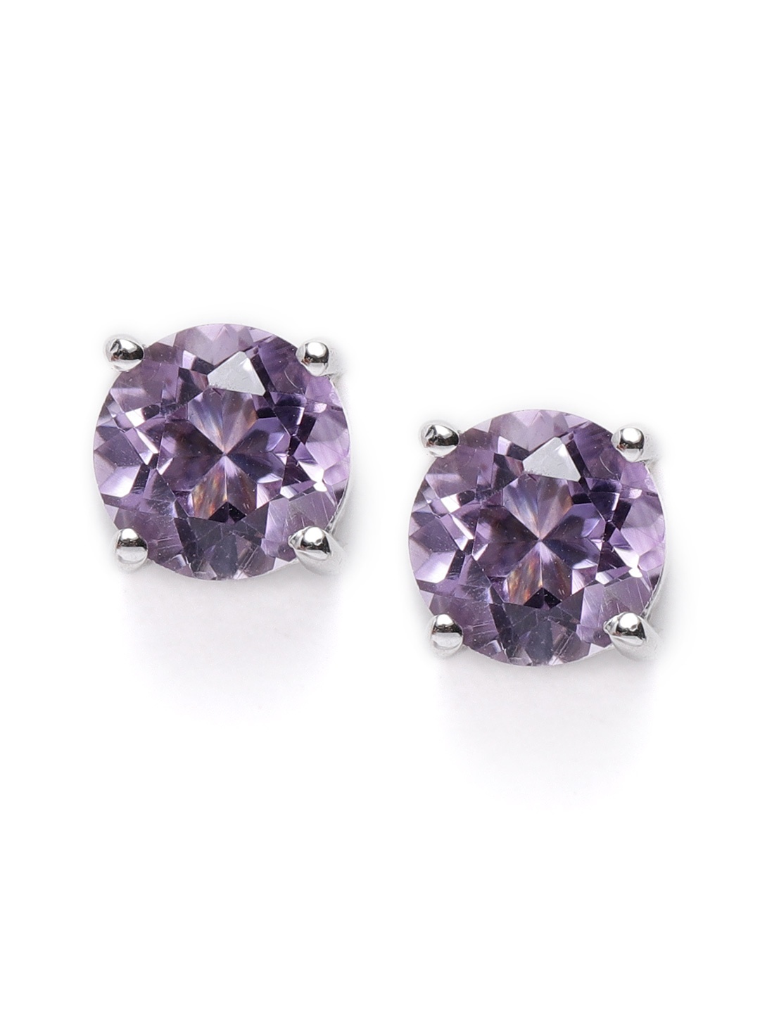 

Silgo Purple Rhodium-Plated Sterling Silver Circular Amethyst Studs