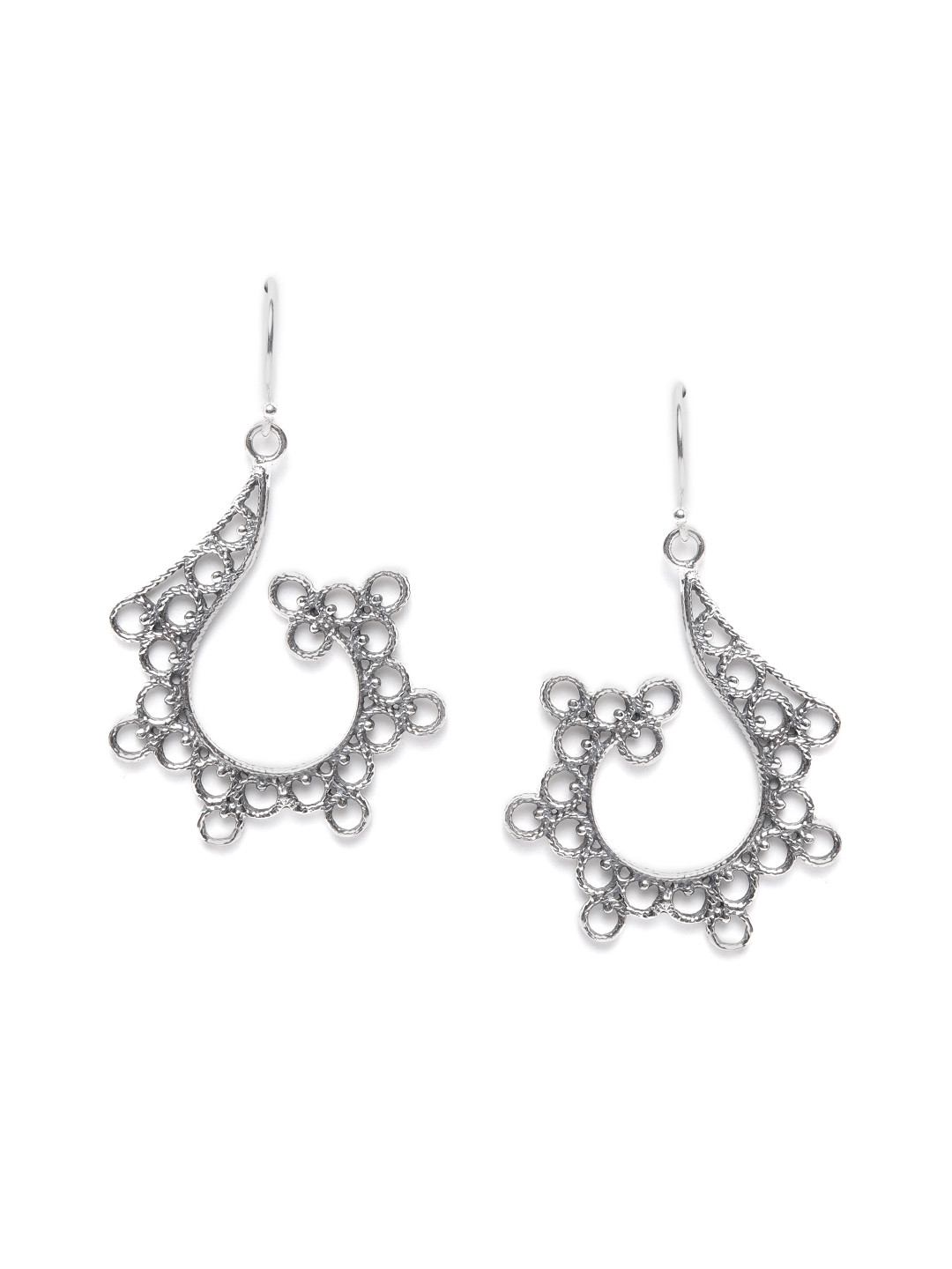 

Silgo Oxidised Sterling Silver Contemporary Drop Earrings with Silver-Plating