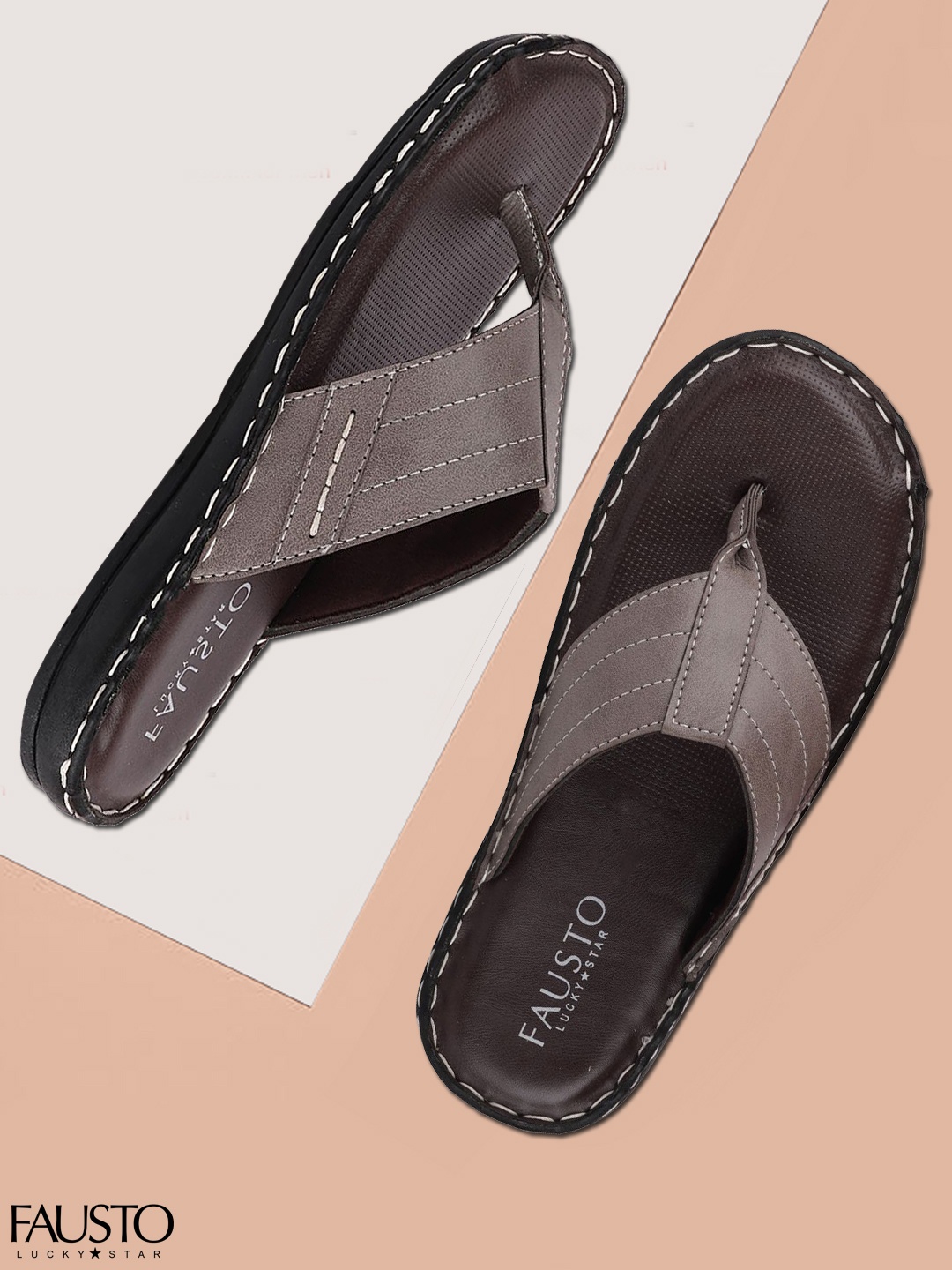 

FAUSTO Men Olive Brown Comfort Sandals