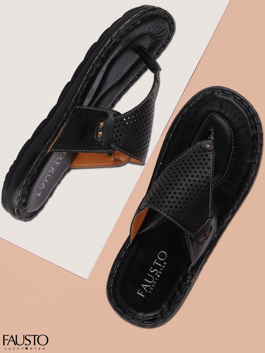 

FAUSTO Men Black Comfort Sandals