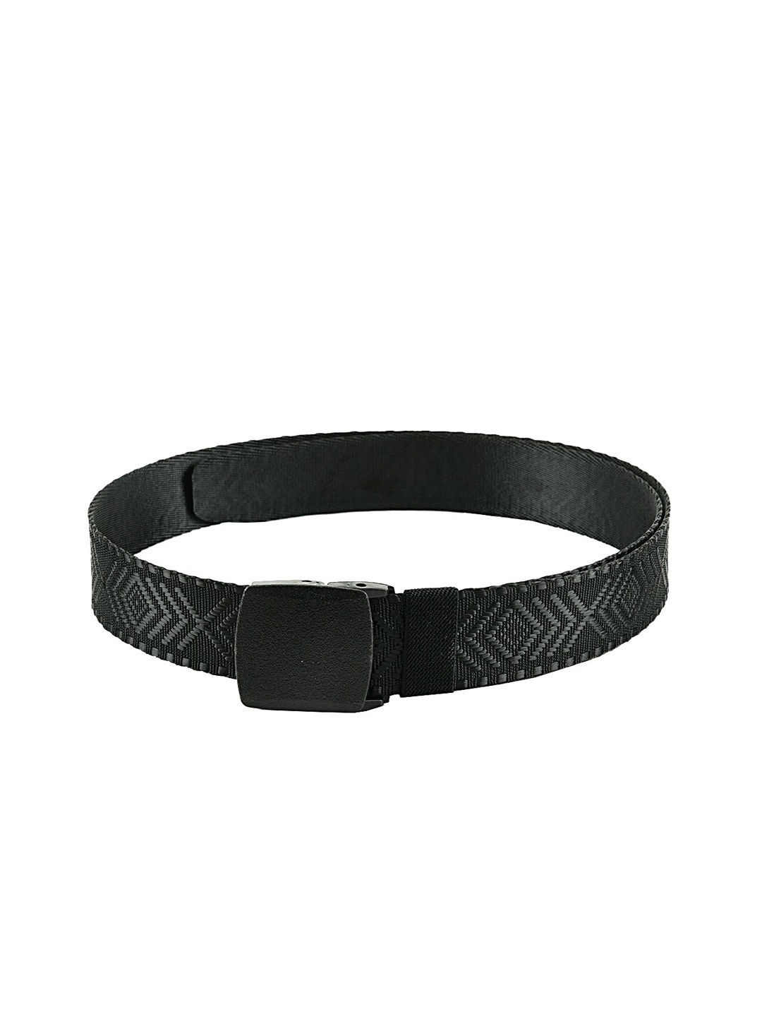 

WINSOME DEAL Men Black Solid Canvas Braided Belt