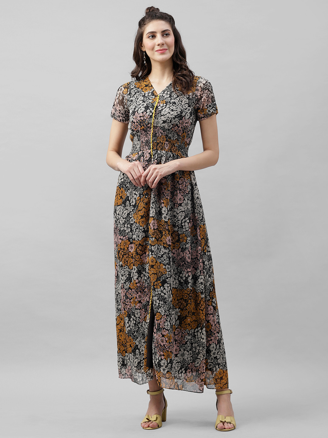 

Athena Women Black Printed Maxi Dress