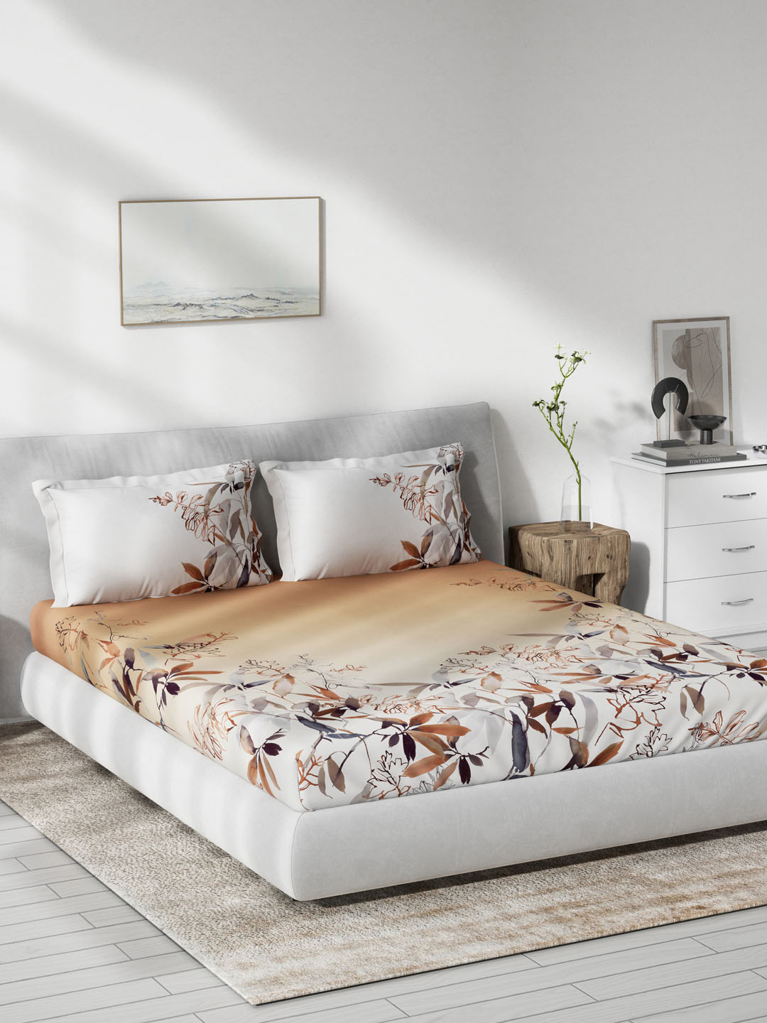 

DDecor Multicoloured Floral 140 TC Cotton 1 Queen Bedsheet with 2 Pillow Covers, Multi