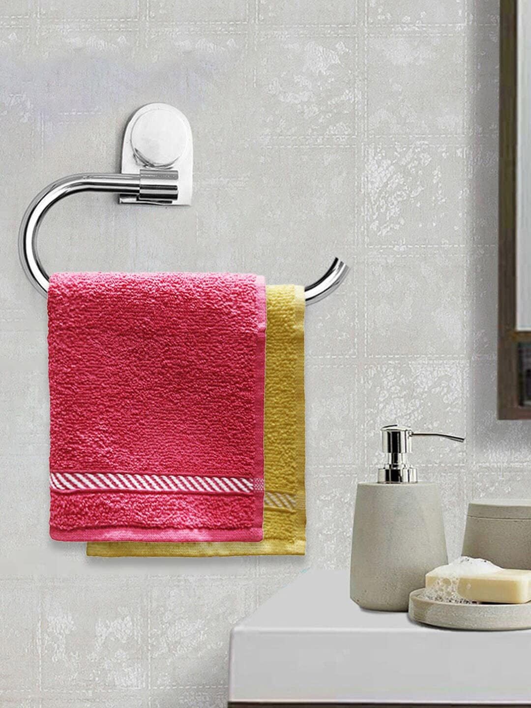 

Trident Unisex Set Of 6 Solid 380 GSM Comfort Living Face Towels, Pink