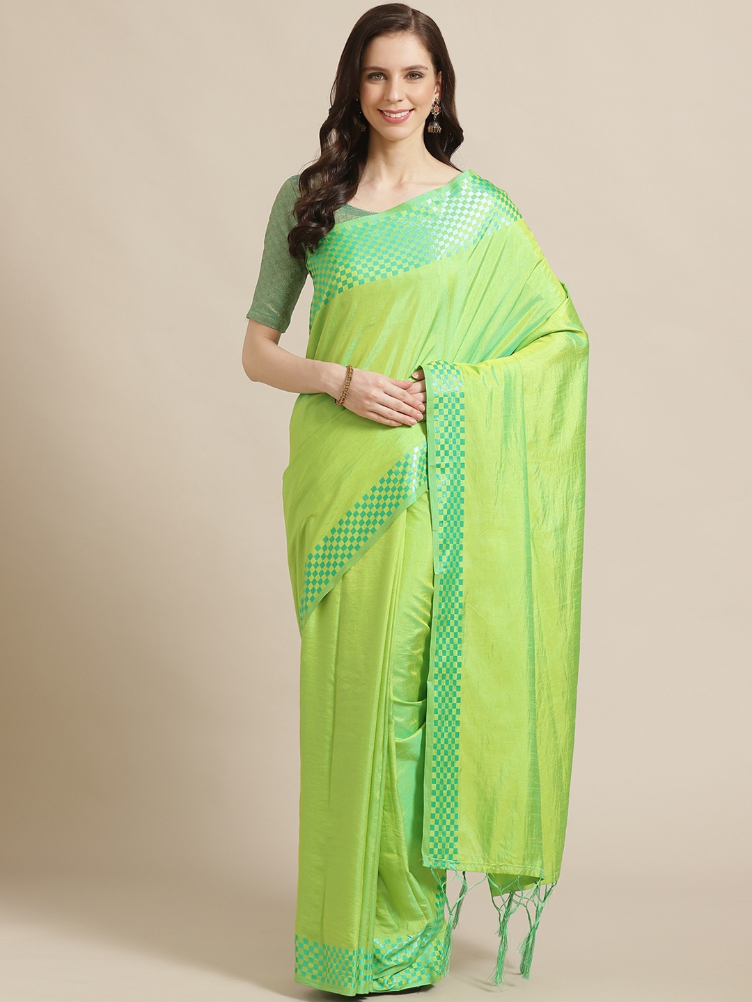 

Saree mall Green Solid Saree