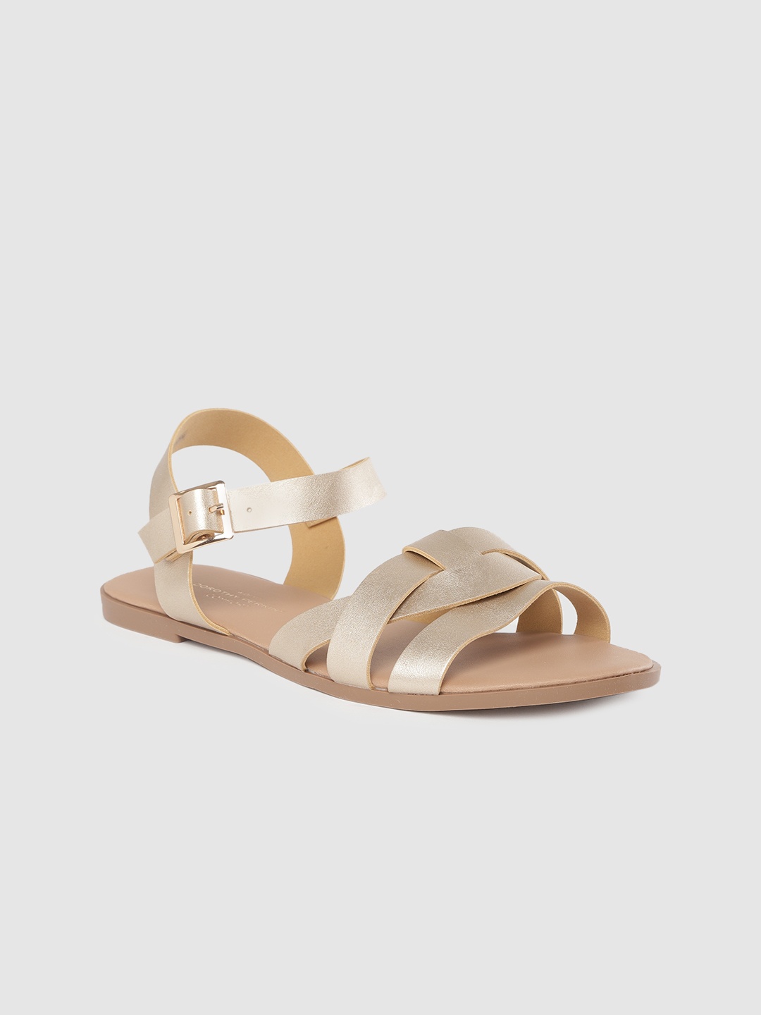 

DOROTHY PERKINS Women Gold-Toned Solid Wide Fit Open Toe Flats