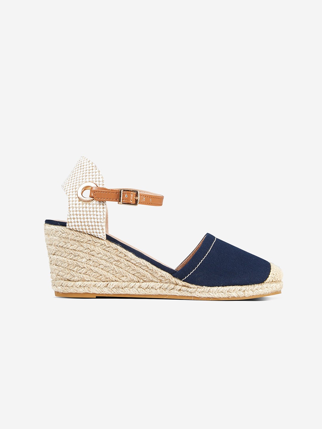 

DOROTHY PERKINS Women Navy Blue & Beige Solid Espadrille Pumps