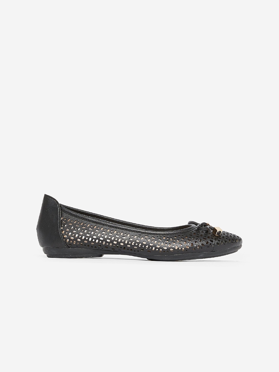 

DOROTHY PERKINS Women Black Laser Cuts Ballerinas with Bow Detail