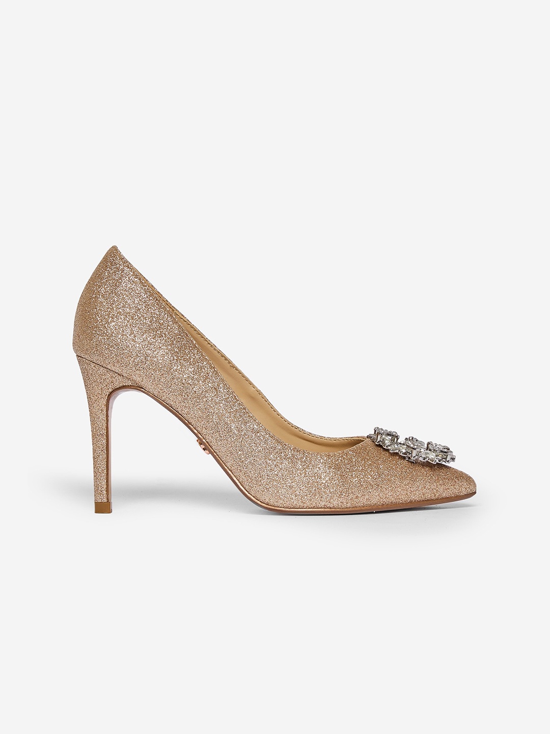 

DOROTHY PERKINS Women Rose Gold-Toned Shimmer Heeled Pumps with Embellished Detail