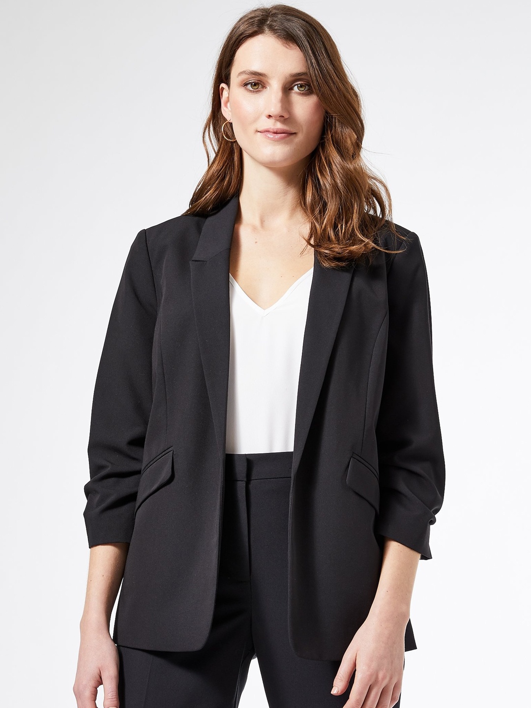 

DOROTHY PERKINS Women Black Solid Open-Front Formal Blazer