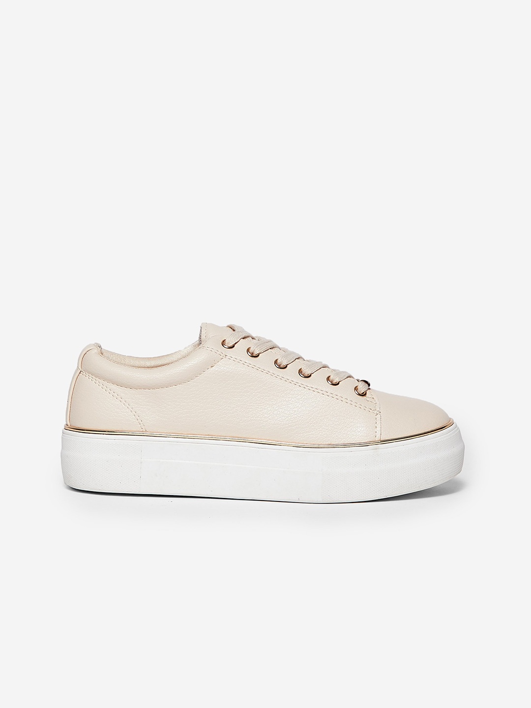 

DOROTHY PERKINS Women Beige Solid Flatform Sneakers