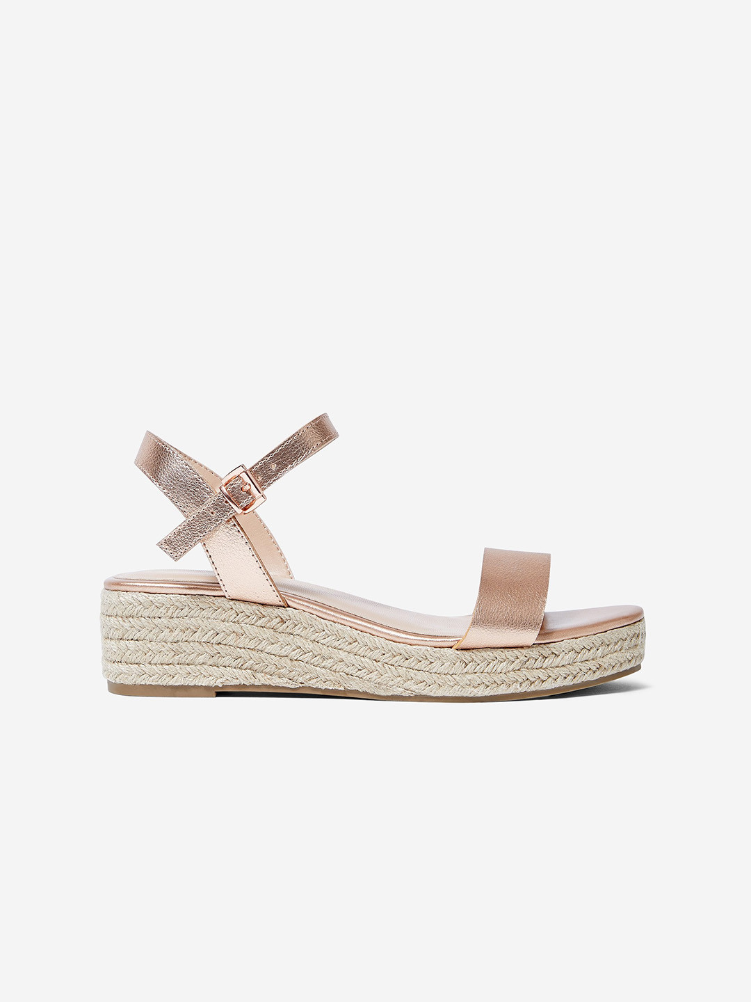 

DOROTHY PERKINS Women Rose Gold Solid Wide Fit Espadrille Wedges