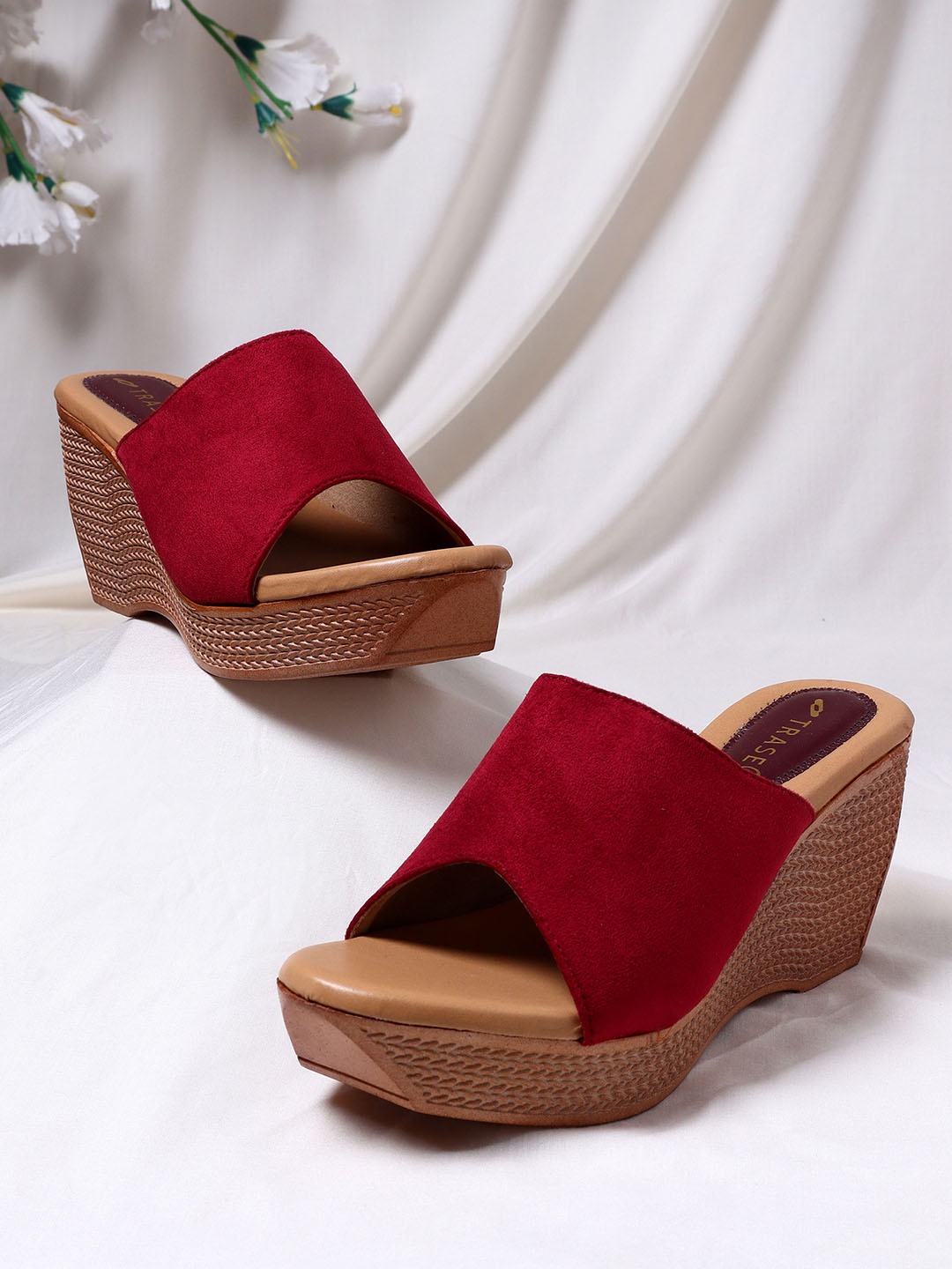 

TRASE Women Maroon Solid Suede Heels