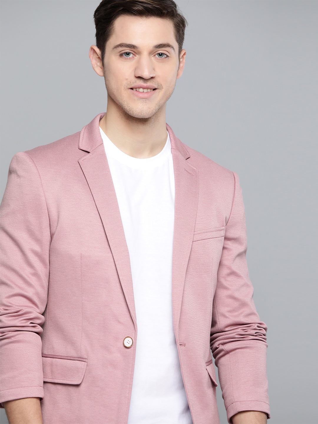 

Mast & Harbour Men Dusty Pink Regular Fit Solid Single-Breasted Casual Blazer