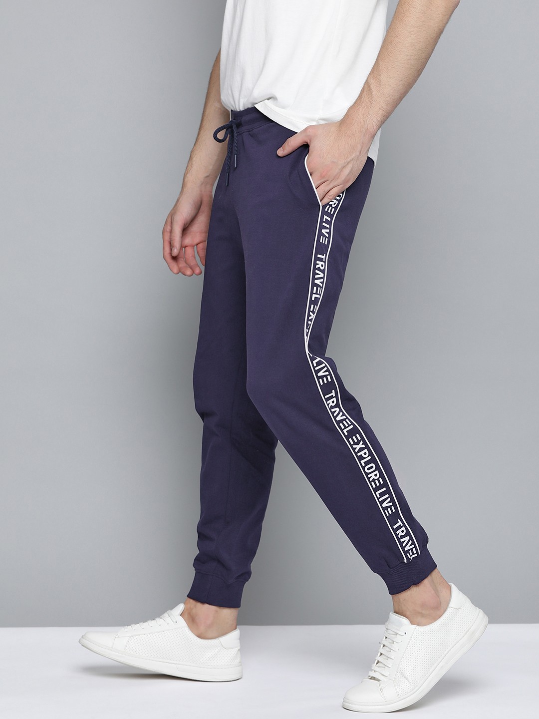 

Mast & Harbour Men Navy Blue Solid Straight Fit Joggers