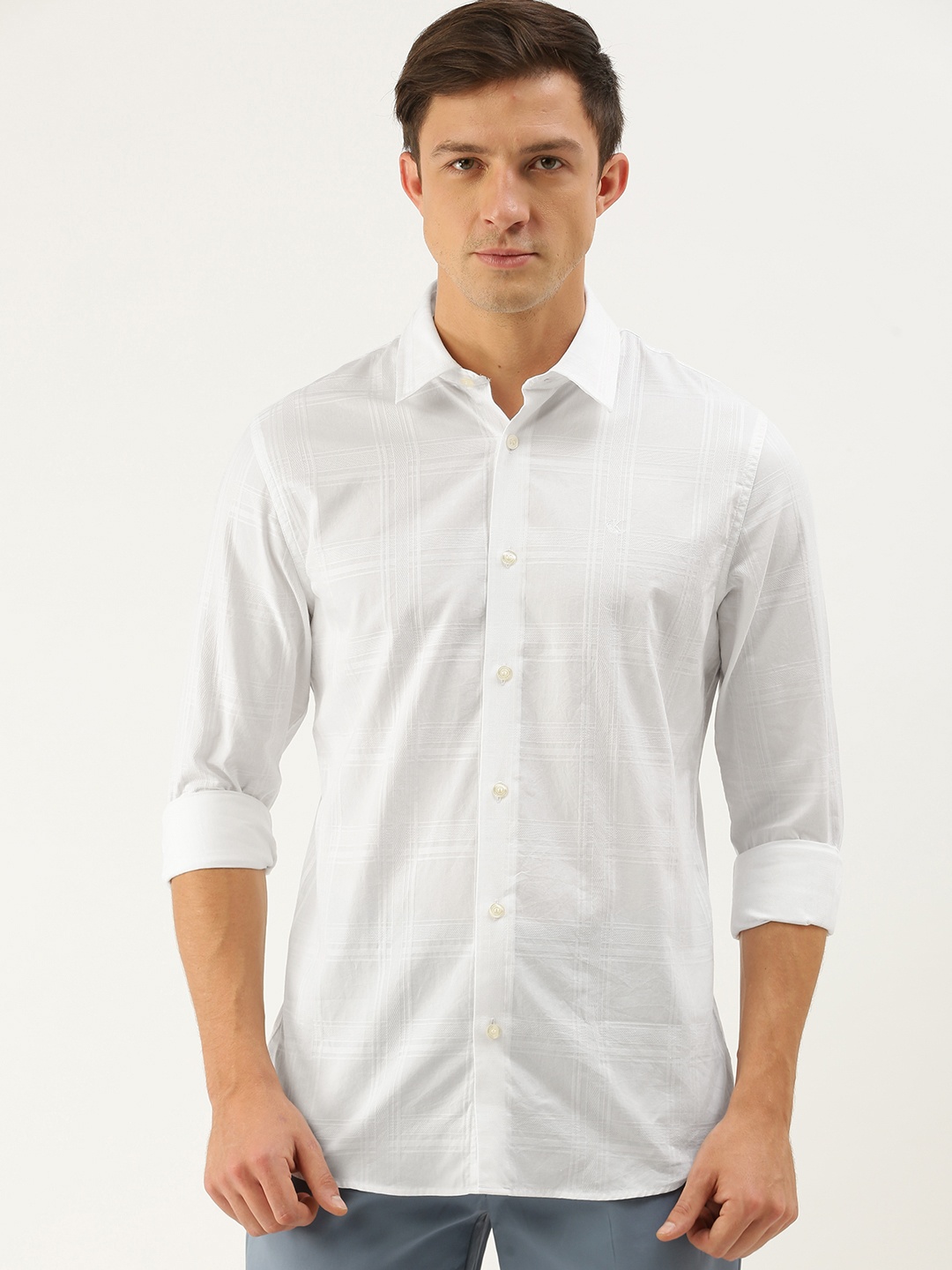 

Calvin Klein Jeans Men White Slim Fit Casual Shirt