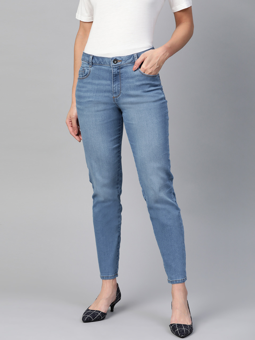 

DOROTHY PERKINS Women Blue Slim Fit Mid-Rise Clean Look Stretchable Jeans