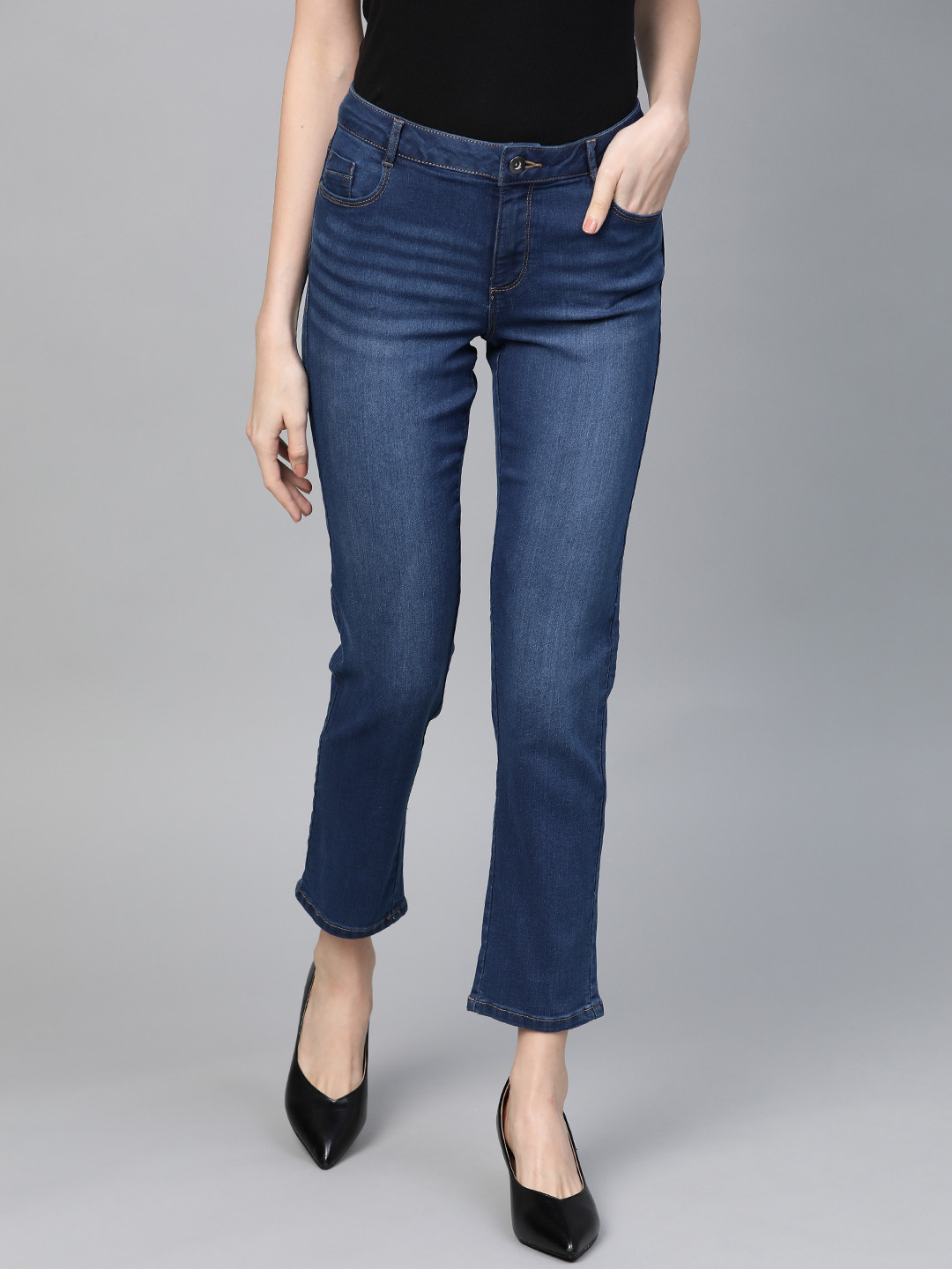 

DOROTHY PERKINS Women Navy Blue Ellis Slim Fit Mid-Rise Clean Look Stretchable Jeans