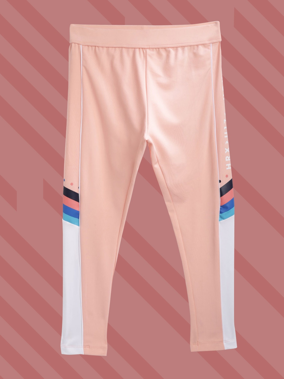 

HRX by Hrithik Roshan Girls Peach Regular Fit Antimicrobial Rapid-Dry Lycra Tights