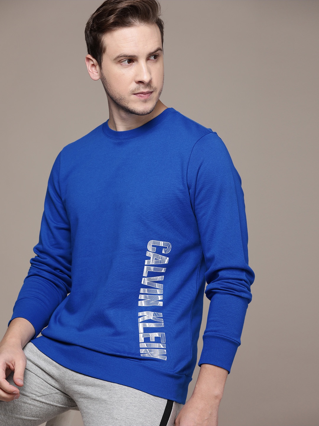 

Calvin Klein Jeans Men Blue Brand Logo Printed Pure Cotton Round Neck Sweatshirt