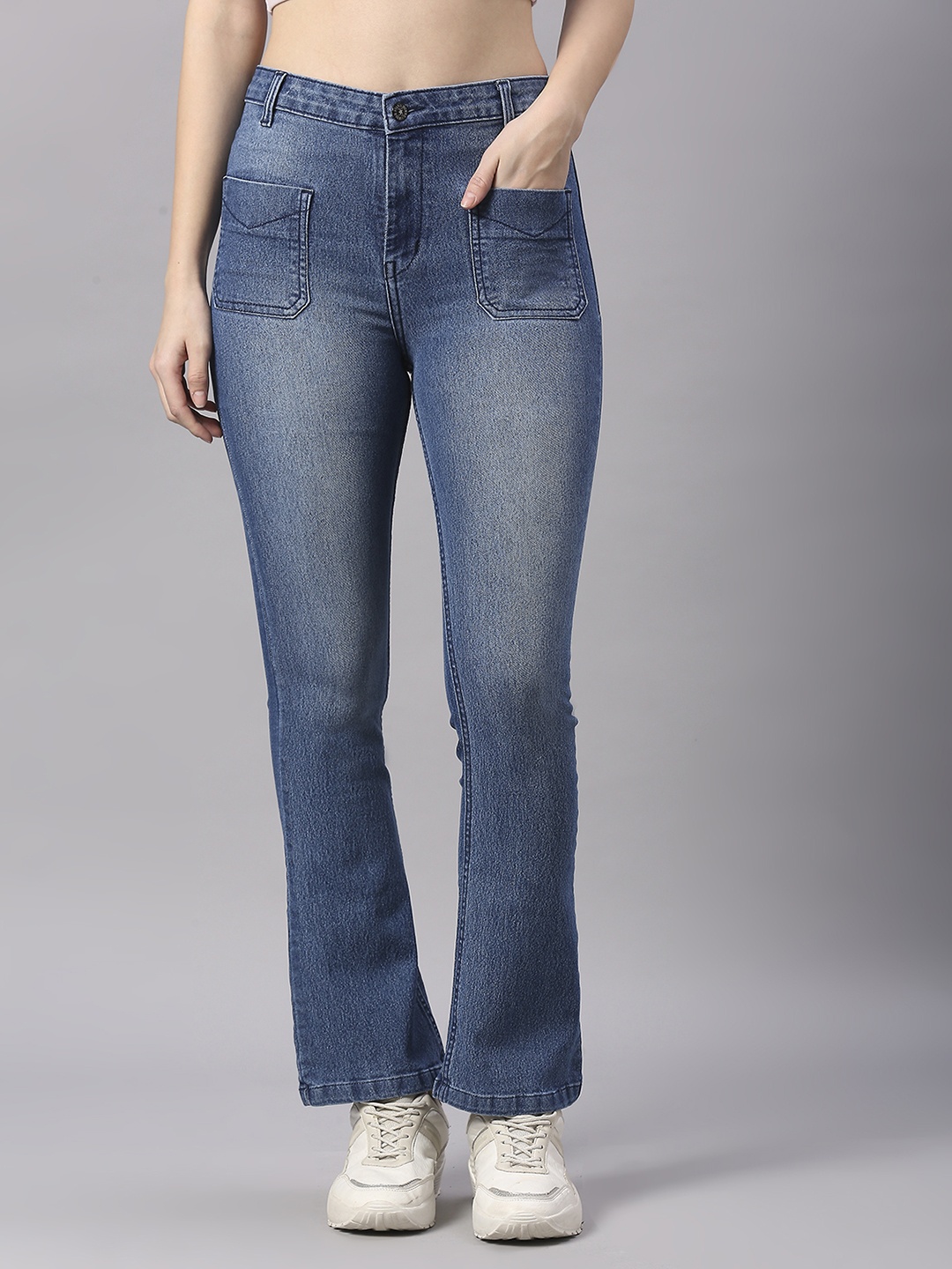 

High Star Women Blue Bootcut High-Rise Clean Look Stretchable Jeans