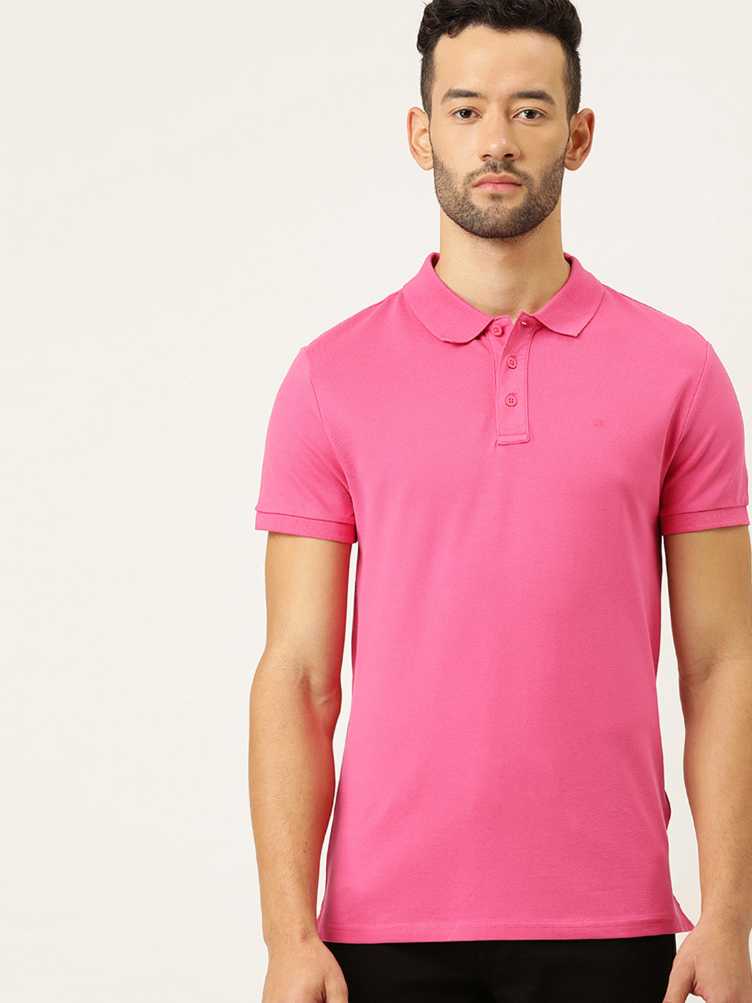 

Calvin Klein Jeans Men Pink Solid Polo Collar T-shirt
