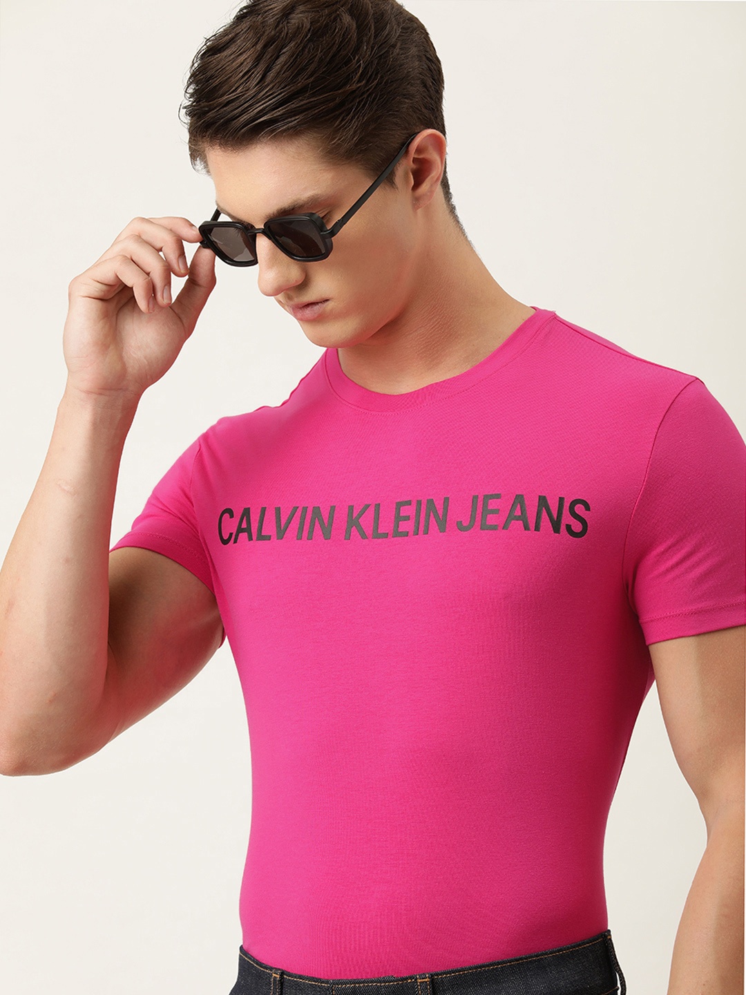 

Calvin Klein Jeans Men Pink Printed Round Neck T-shirt