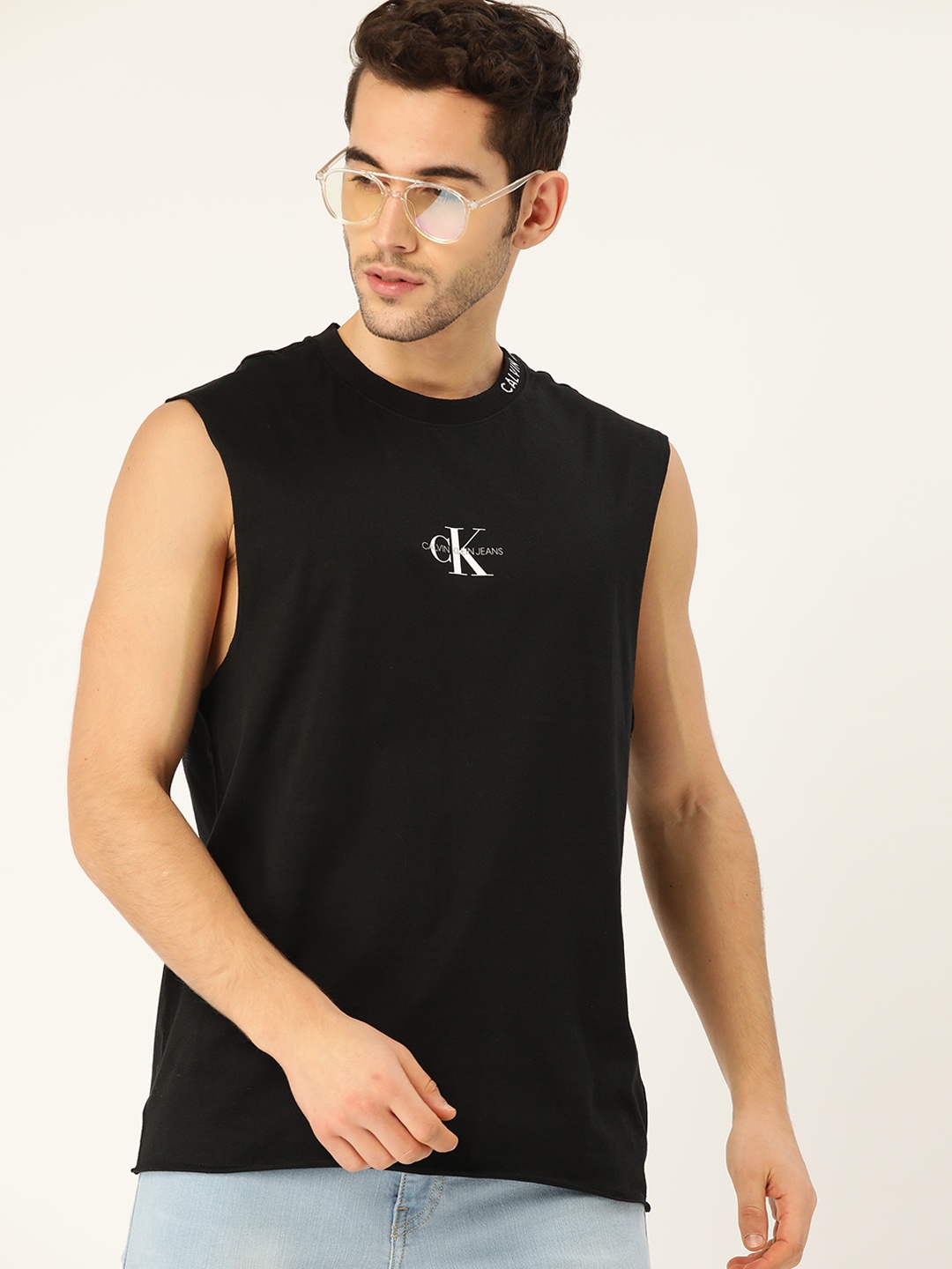 

Calvin Klein Jeans Men Black Printed Detail Round Neck Pure Cotton T-shirt