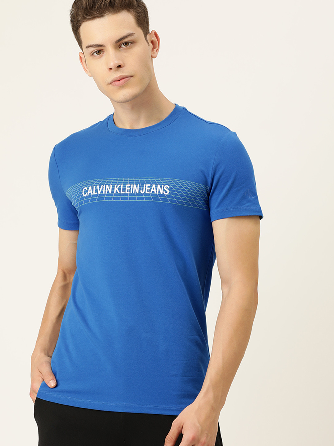 

Calvin Klein Jeans Men Blue Printed Round Neck T-shirt