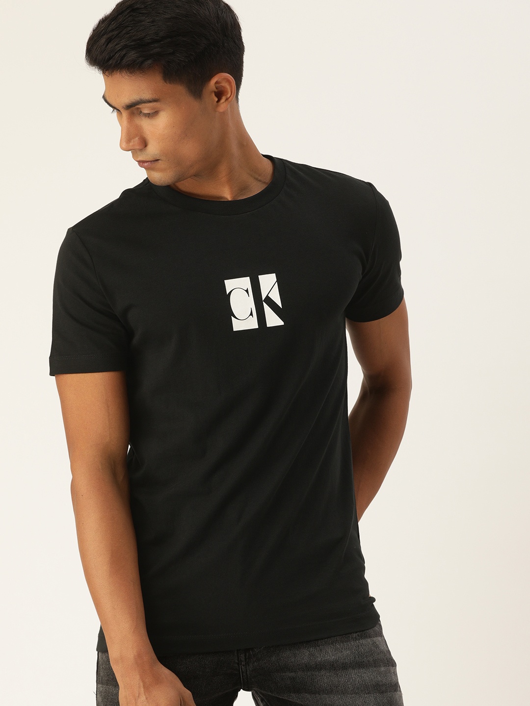 

Calvin Klein Jeans Men Black Printed Round Neck Organic Cotton T-shirt