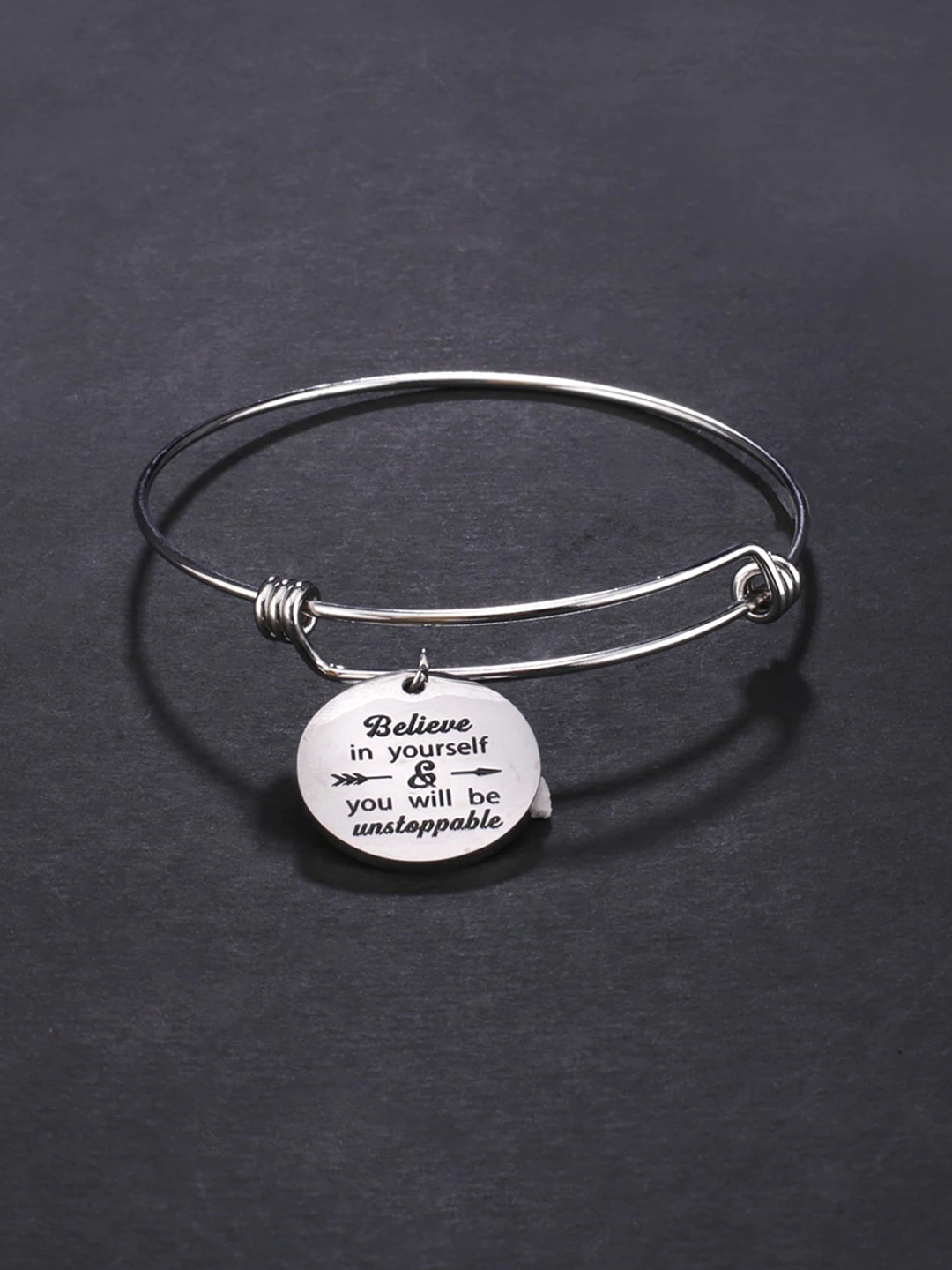 

Yellow Chimes Stainless Steel Rhodium-Plated Charm Bracelet, Silver