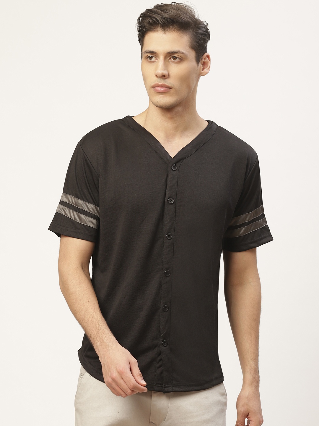 

PAUSE SPORT Men Black & Charcoal Grey Regular Fit Self-Design Casual Shirt