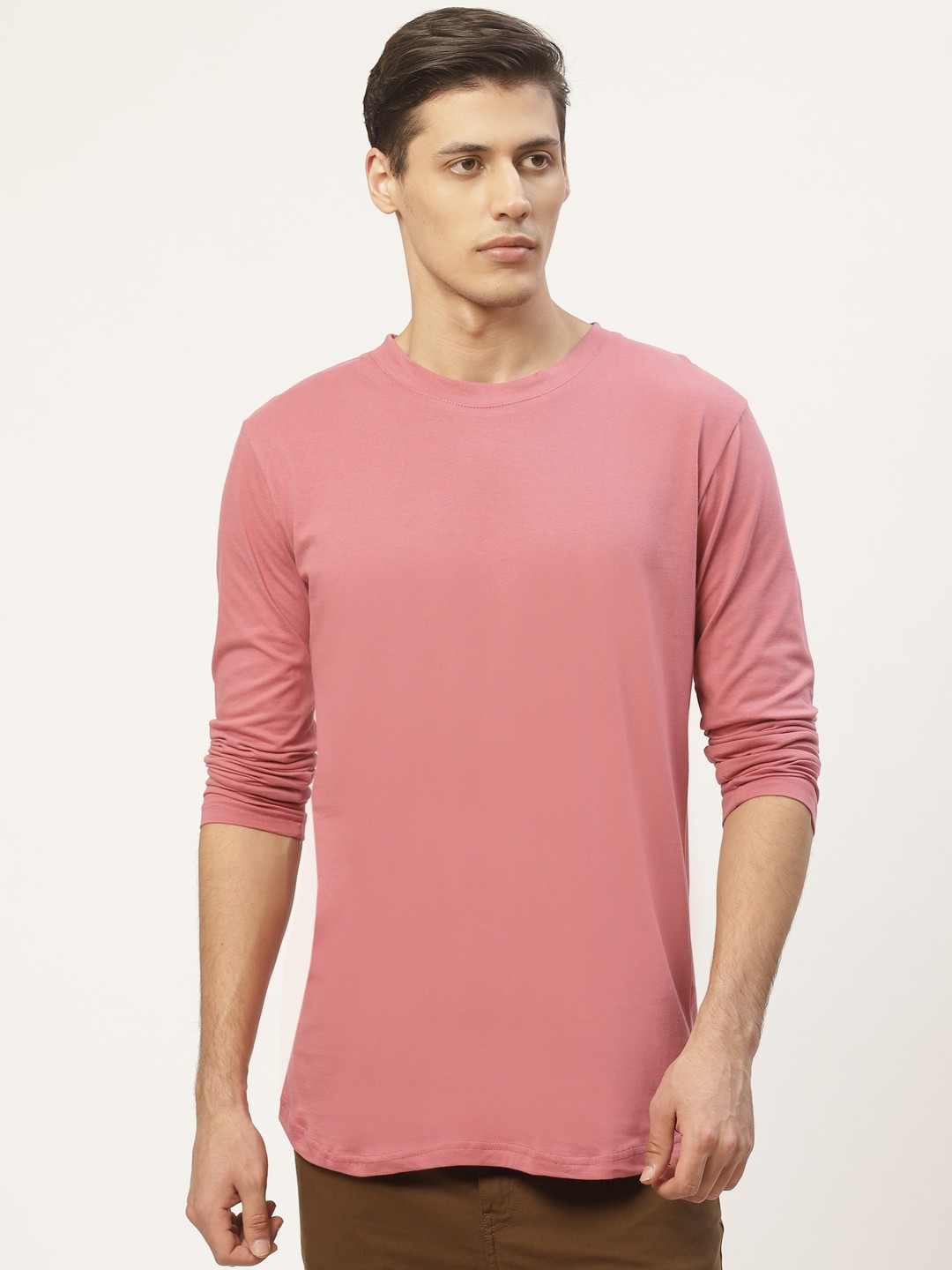 

PAUSE SPORT Men Pink Solid Round Neck T-shirt