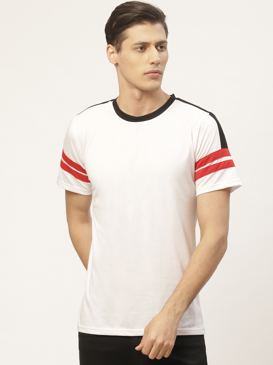 

PAUSE SPORT Men White Solid Round Neck Pure Cotton T-shirt