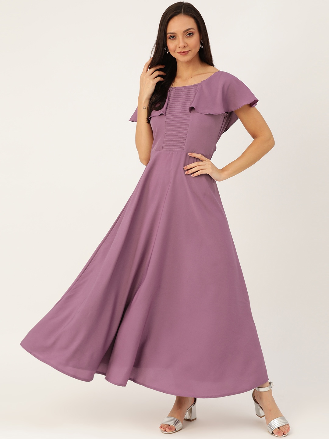 

U&F Women Purple Solid Maxi Dress