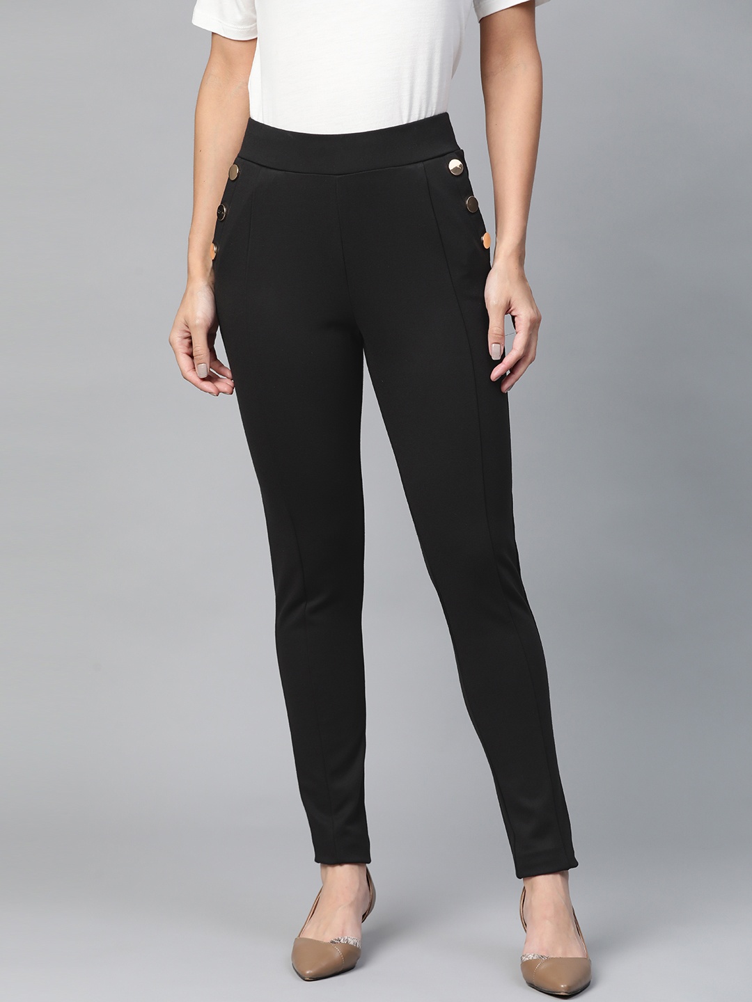 

Marks & Spencer Women Black Solid Treggings