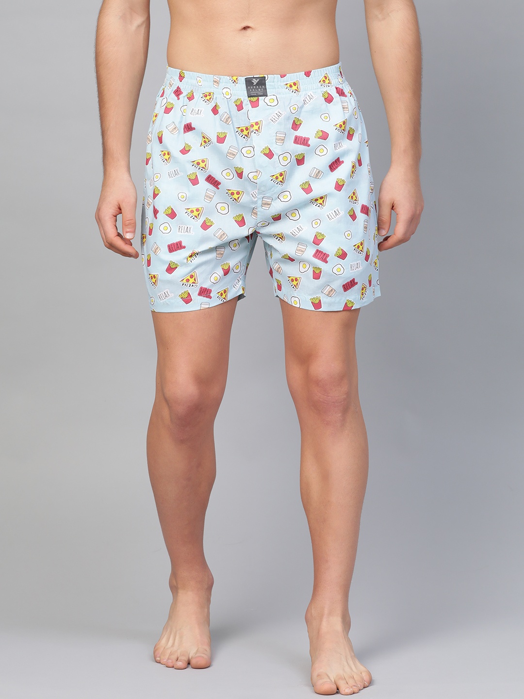 

Hubberholme Men Quirky Print Pure Cotton Boxers, Blue
