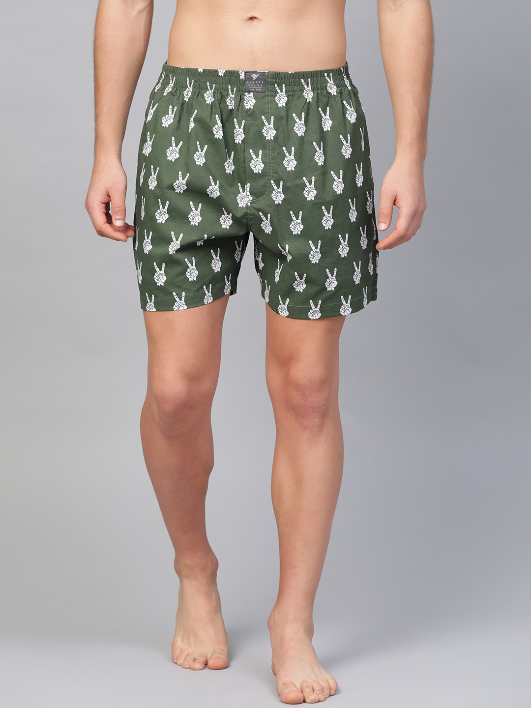 

Hubberholme Men Conversational Printed Pure Cotton Boxers 1502, Green